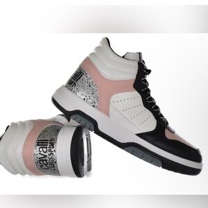 Cavalli Class Sport Black and White Lace-Up Sneakers